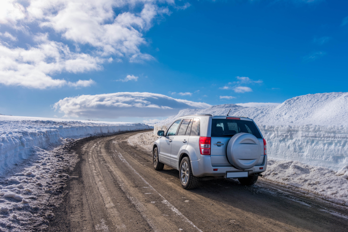 4x4 vehicle driving in Iceland in Winter