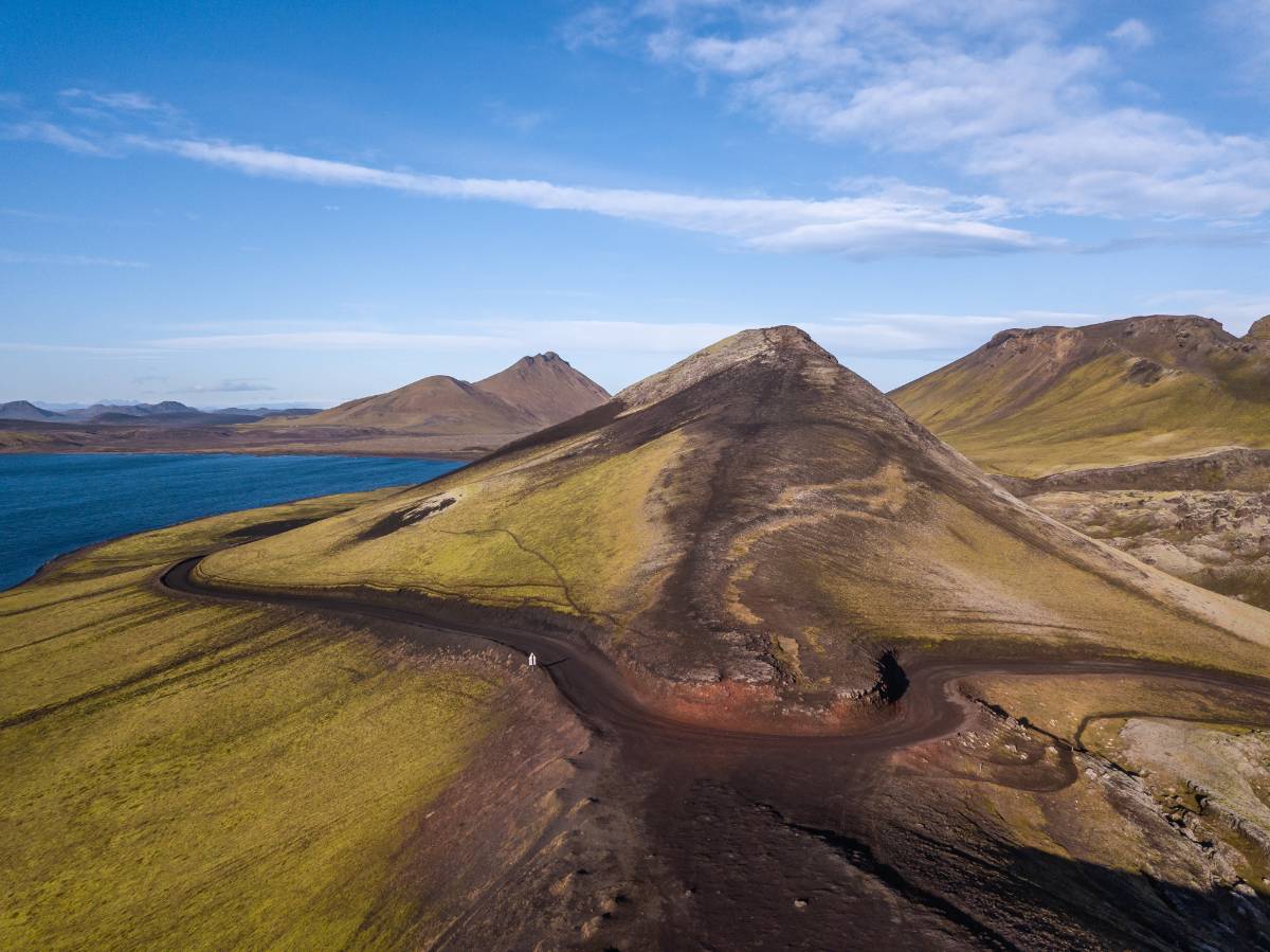 Sweeping views while driving Highland Road F208 in Iceland